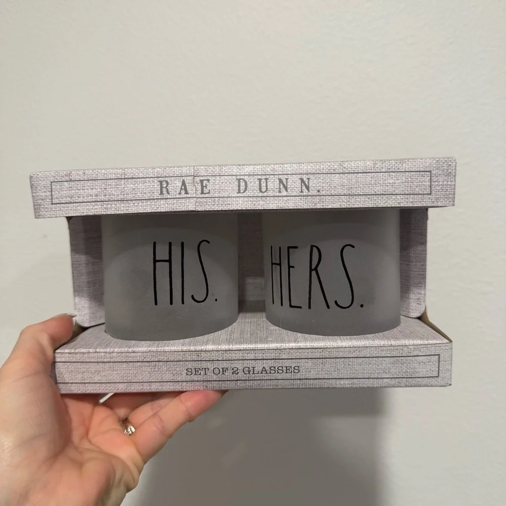 Rae Dunn By Enchante His And Hers Set Of 2 Frosted Glasses